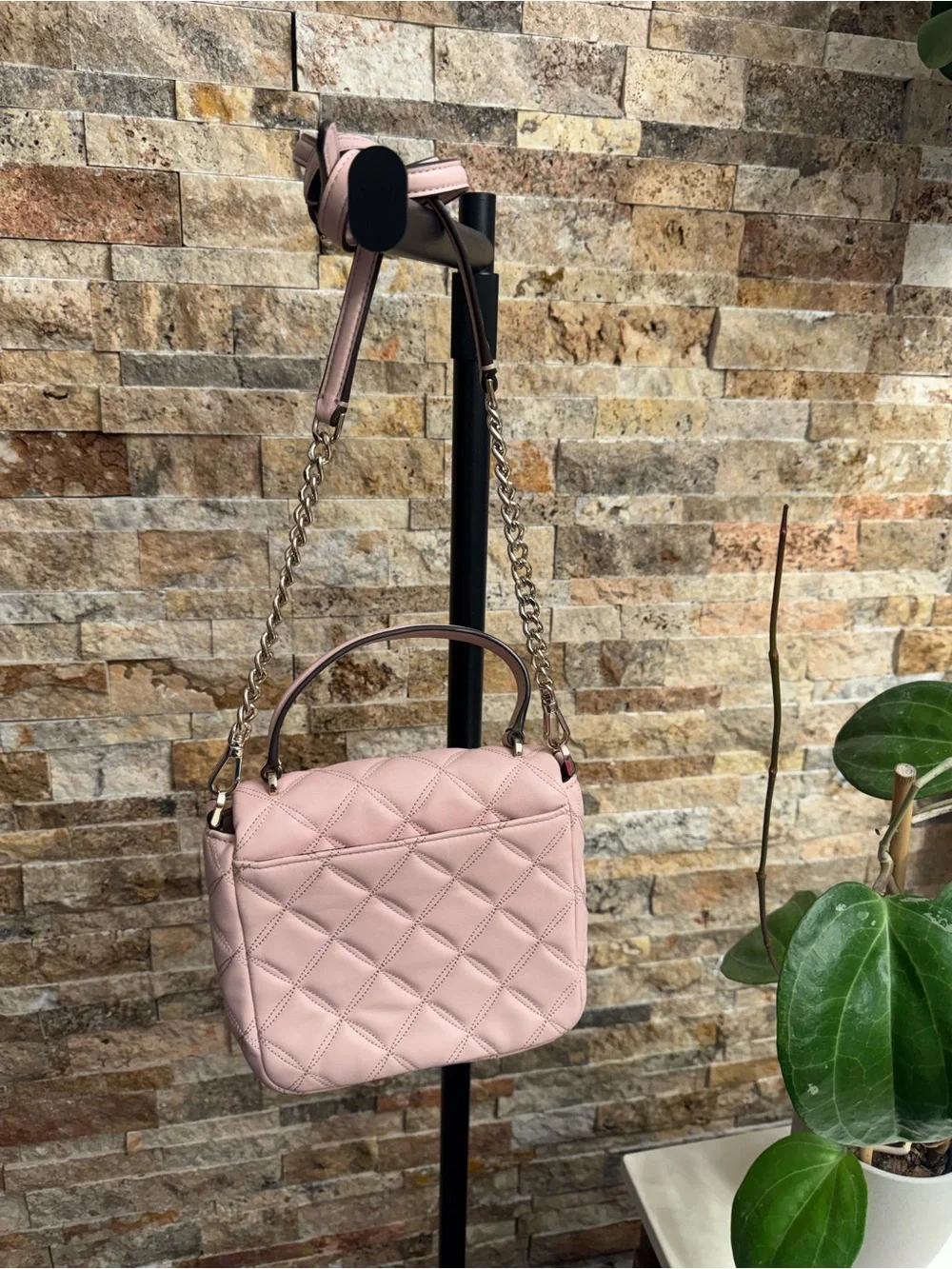 Kate Spade Quilted Pink Top-Handle Shoulder Bag with Scarf Accent